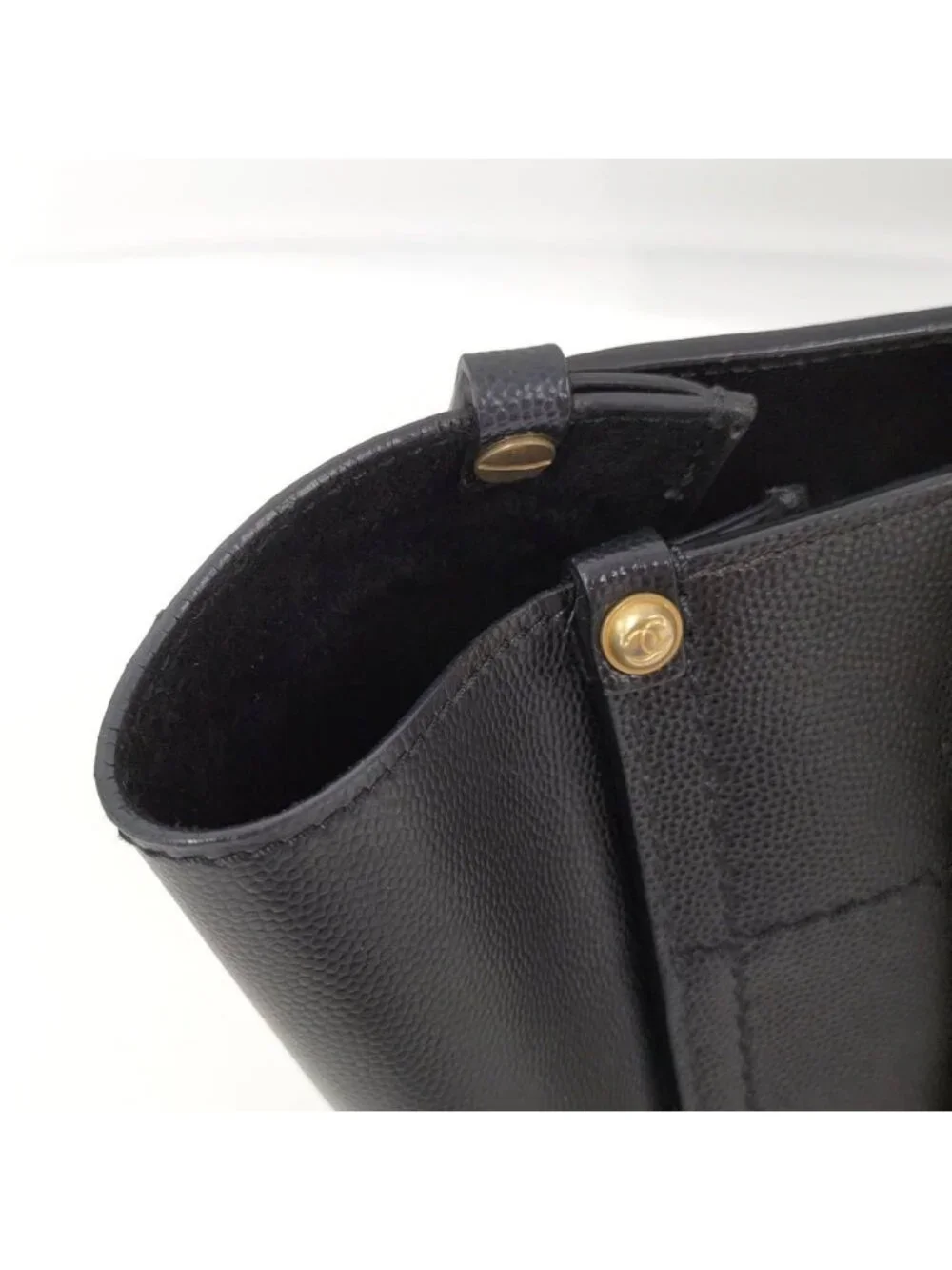 Chanel Deauville 2-Way Tote Studs Chain Shoulder Leather Black